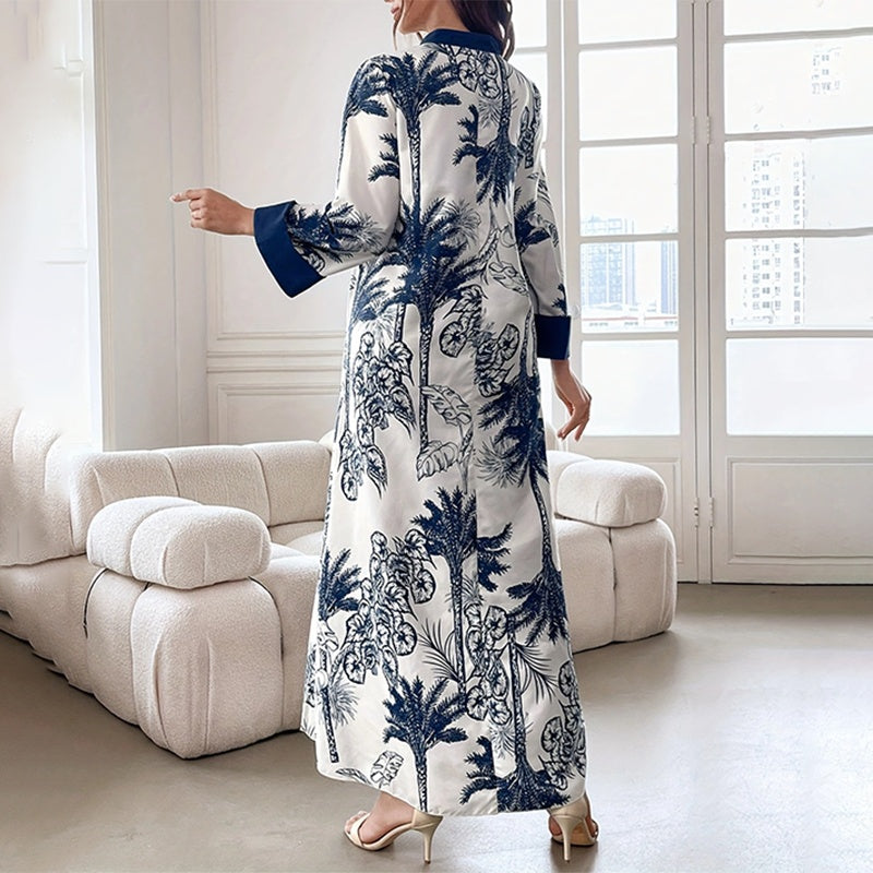 Women's Plus Size Elegant Floral Tunic Maxi Dress