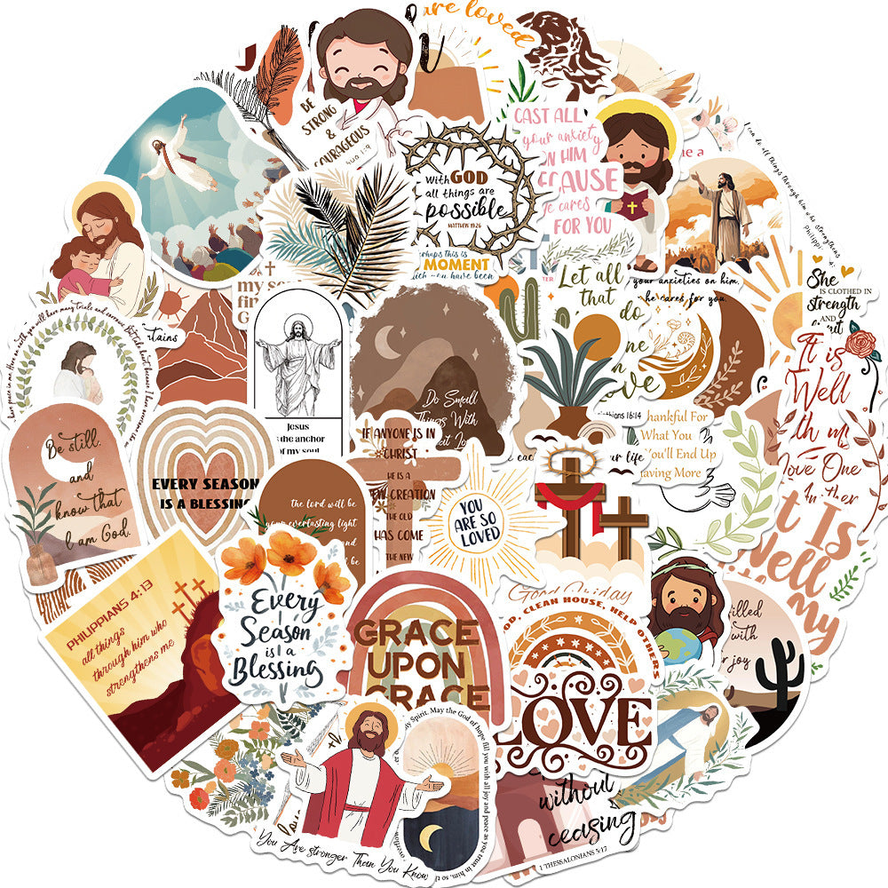50 Bible Cartoon Graffiti Stickers