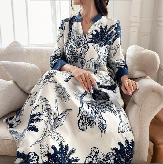Women's Plus Size Elegant Floral Tunic Maxi Dress