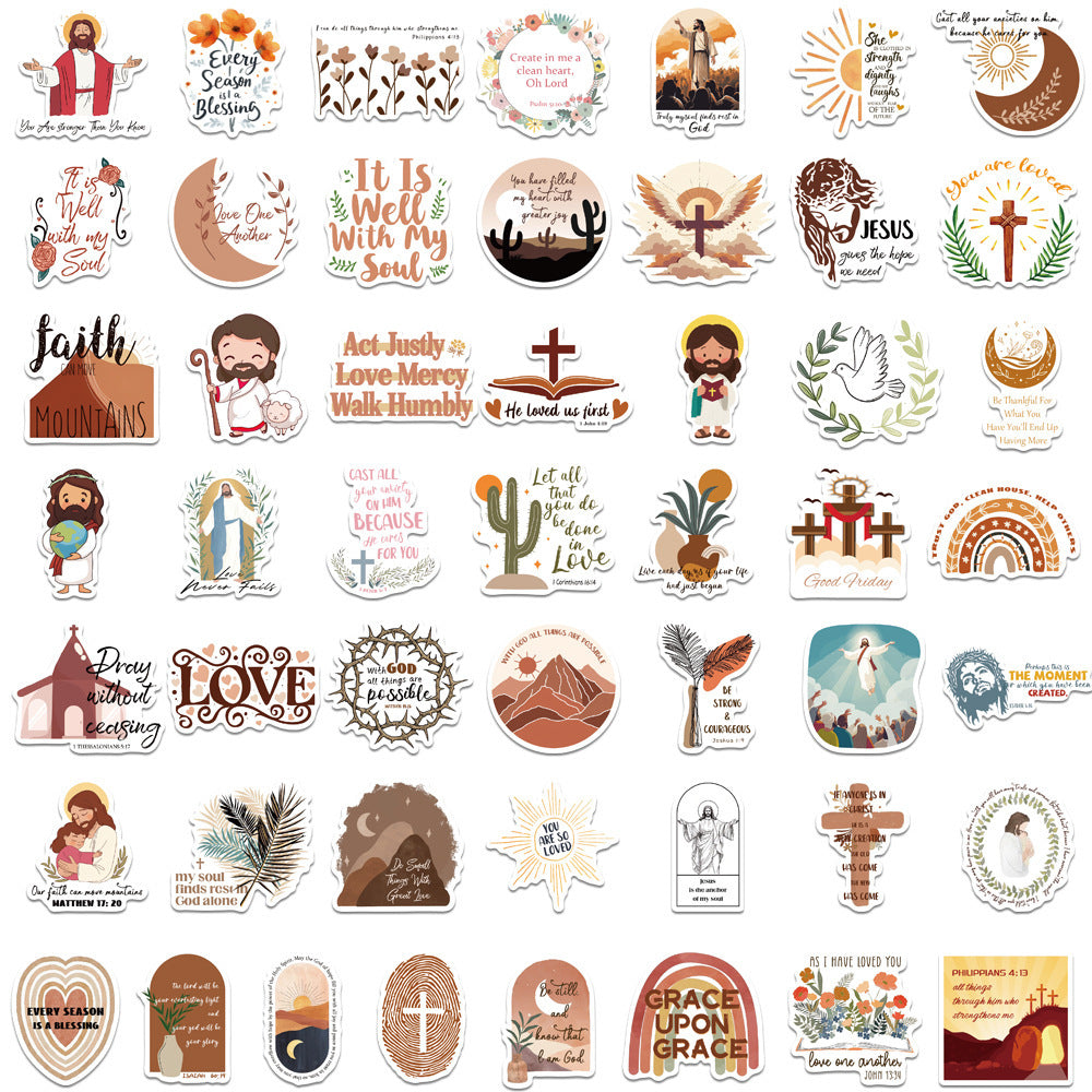 50 Bible Cartoon Graffiti Stickers
