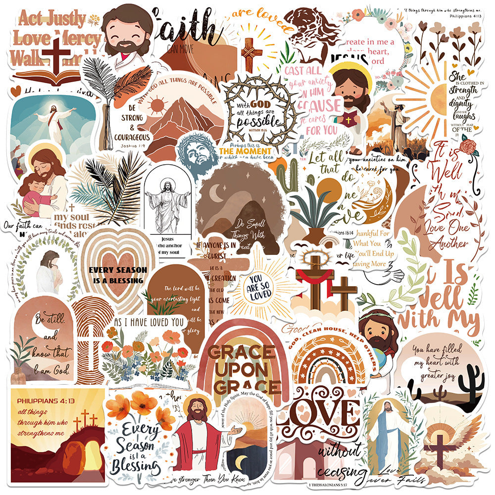 50 Bible Cartoon Graffiti Stickers