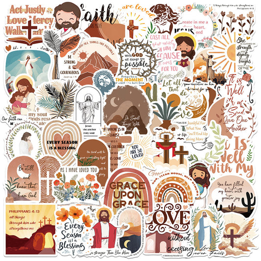 50 Bible Cartoon Graffiti Stickers
